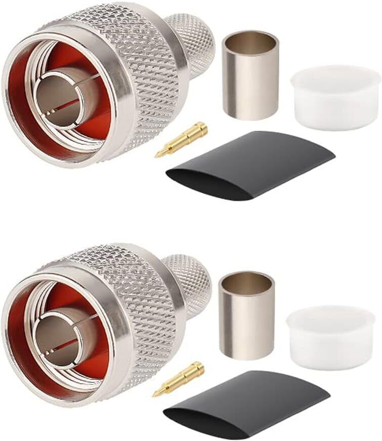 Netboon N Male Crimp Connector for LMR/HLF400,RG8,KMR400,RG213 Coaxial Cable - Pack of 2 Antenna Amplifier