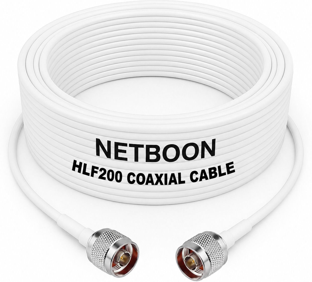 Netboon HLF200 Low Loss Flexible RF Coaxial Cable with Both Side Male Connectors 15M For Antenna Amplifier-image-1