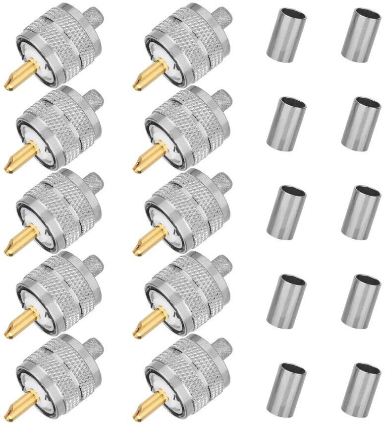 Telehatch UHF Male RF Connector (Pack of 10) | 50-Ohm | for RG8X and LMR240 Coaxial Cable Antenna Amplifier-image-16