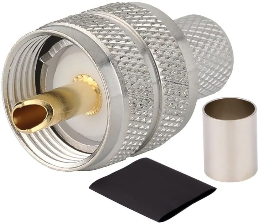 Telehatch UHF PL-259 Male Plug Crimp RF Connector | for 50-Ohm LMR400, RG8, RG8X Antenna Amplifier
