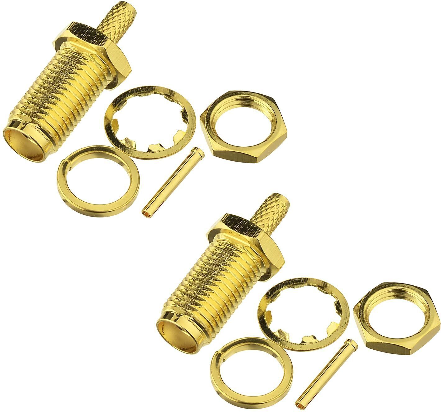 Netboon SMA Female Bulkhead Crimp Connector for LMR200,HLF200,RG58 Coax Cable-Pack of 2 Antenna Amplifier