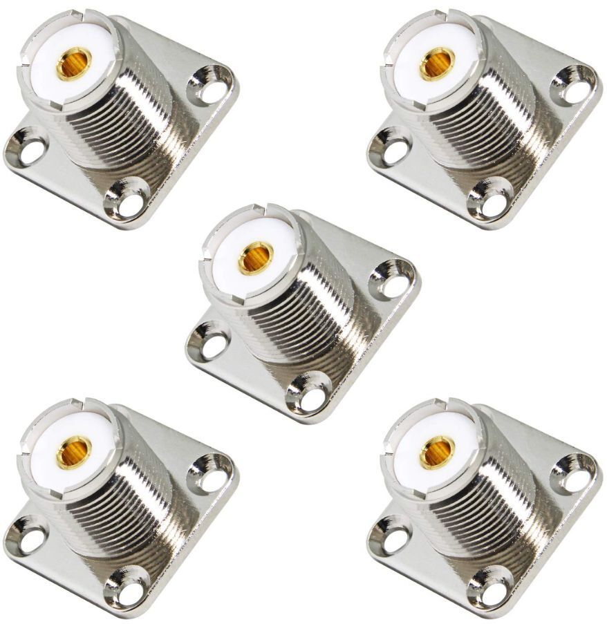 Telehatch UHF Panel Mount SO239 Female Chassis Mount RF Coax Connector (Pack of 5) Antenna Amplifier