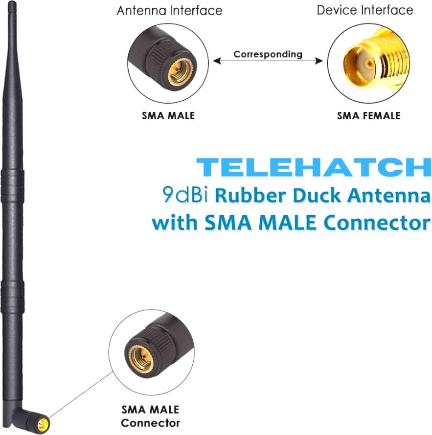 Telehatch Copper Coiled 9dBi Adjustable RD Antenna for 4G LTE WI-FI Router, GSM Landline Antenna Amplifier