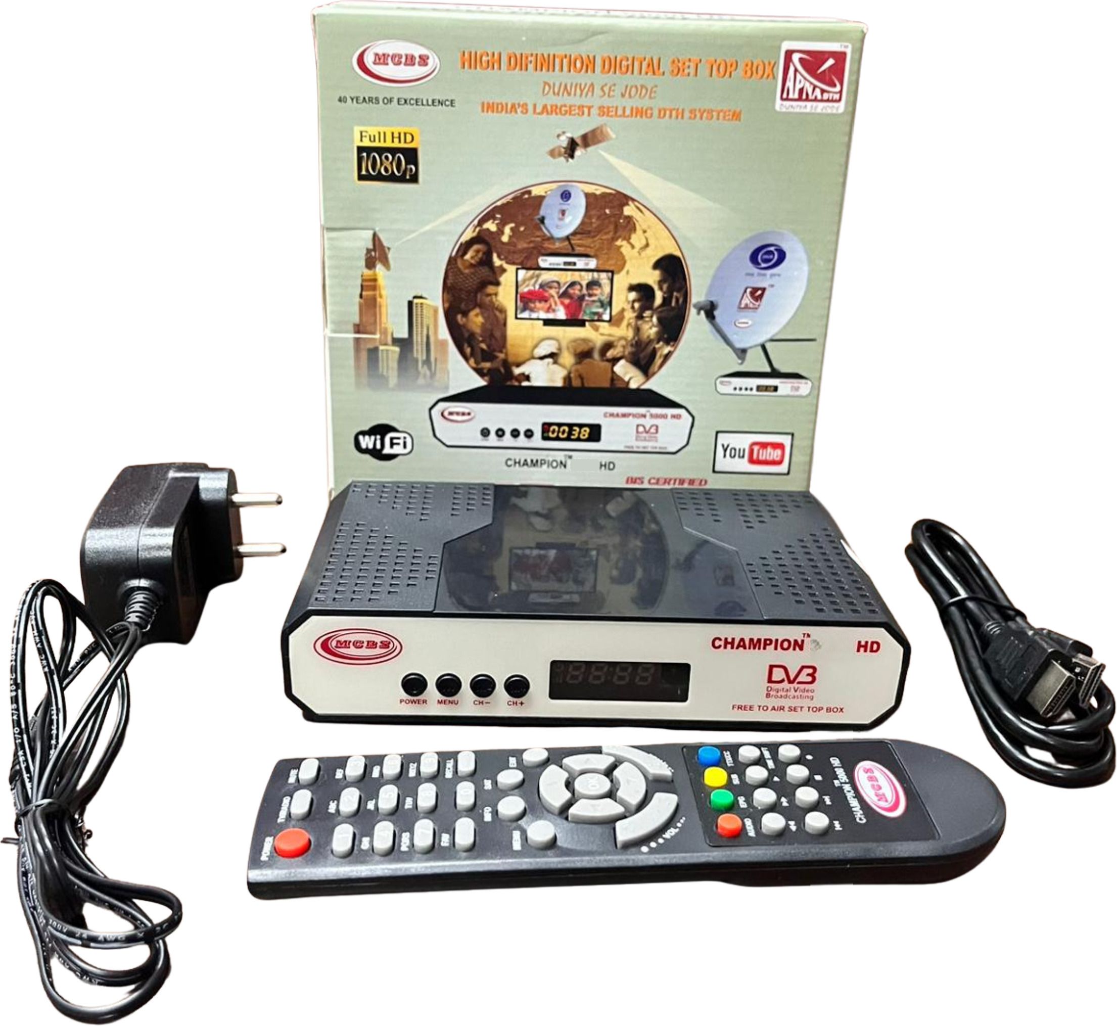 MCBS DD Free Dish DTH STB WiFi | 115+ Free TV Channels | HDMI+AV Cable Antenna Rotator-picture-18
