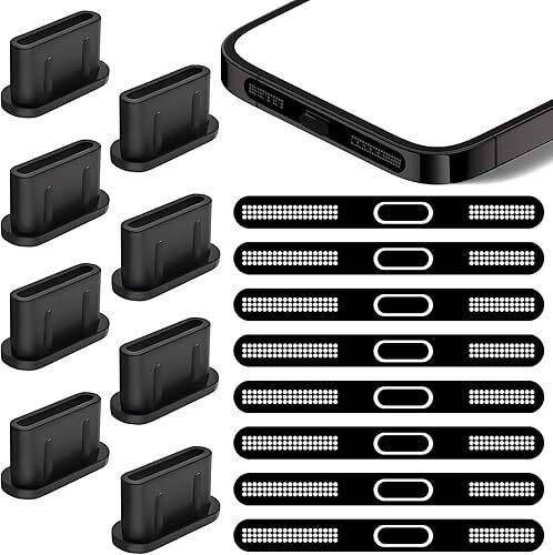 TECHGEAR 8Pcs Phone Metal Speaker Mesh with 8Pcs Dust Plug Speaker Cover Type C USB Black Anti-dust Plug-image-39