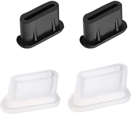 TECHGEAR Type C Dust Plugs, 2 Pc Black 2pc White Type C Silicone Dust Cover Phone 4pcs USB Black Anti-dust Plug-image-29