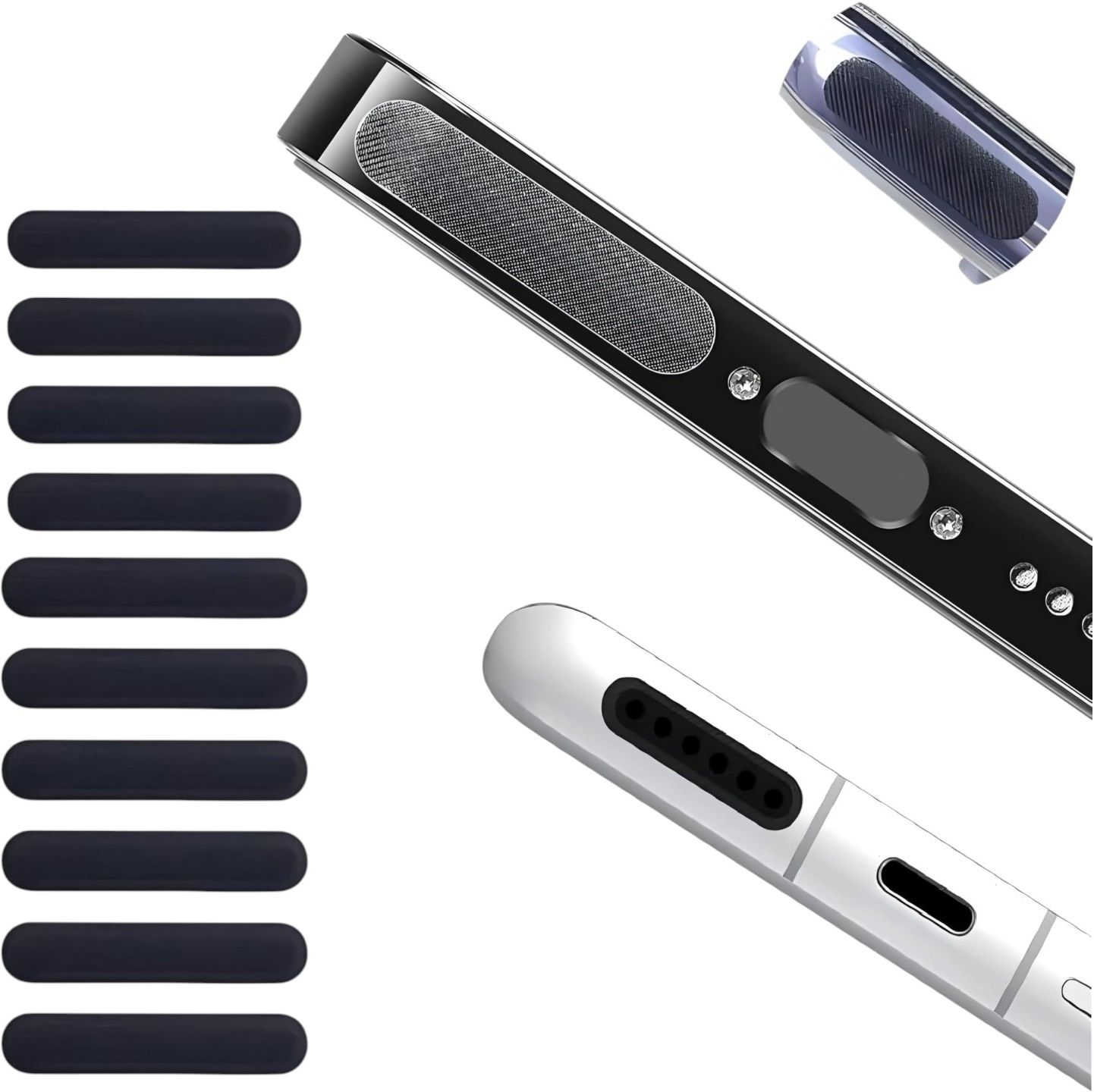 GOVAYU 10Pcs Speaker Protector for Android & (Long 5/Short 5 PCS) Digital Visual Interface Black Anti-dust Plug-picture-15