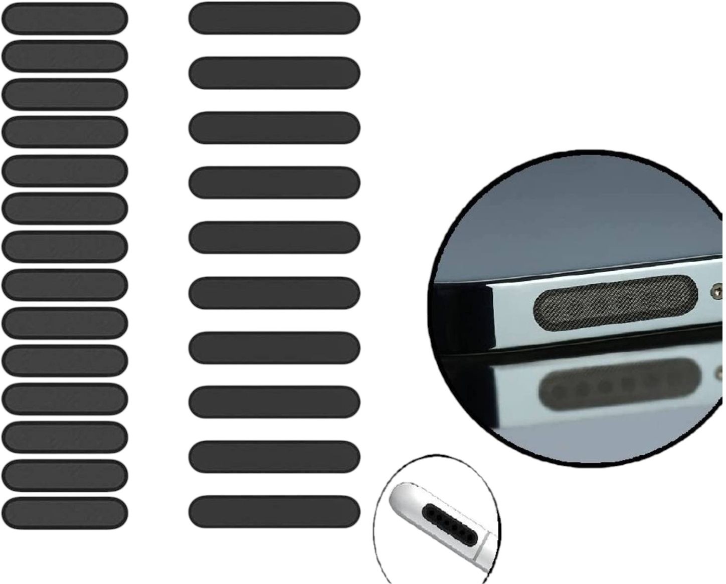 GOVAYU Speaker Protector for Android & iPhone (Long 10/Short 10 PCS) Digital Visual Interface Black Anti-dust Plug-image-46
