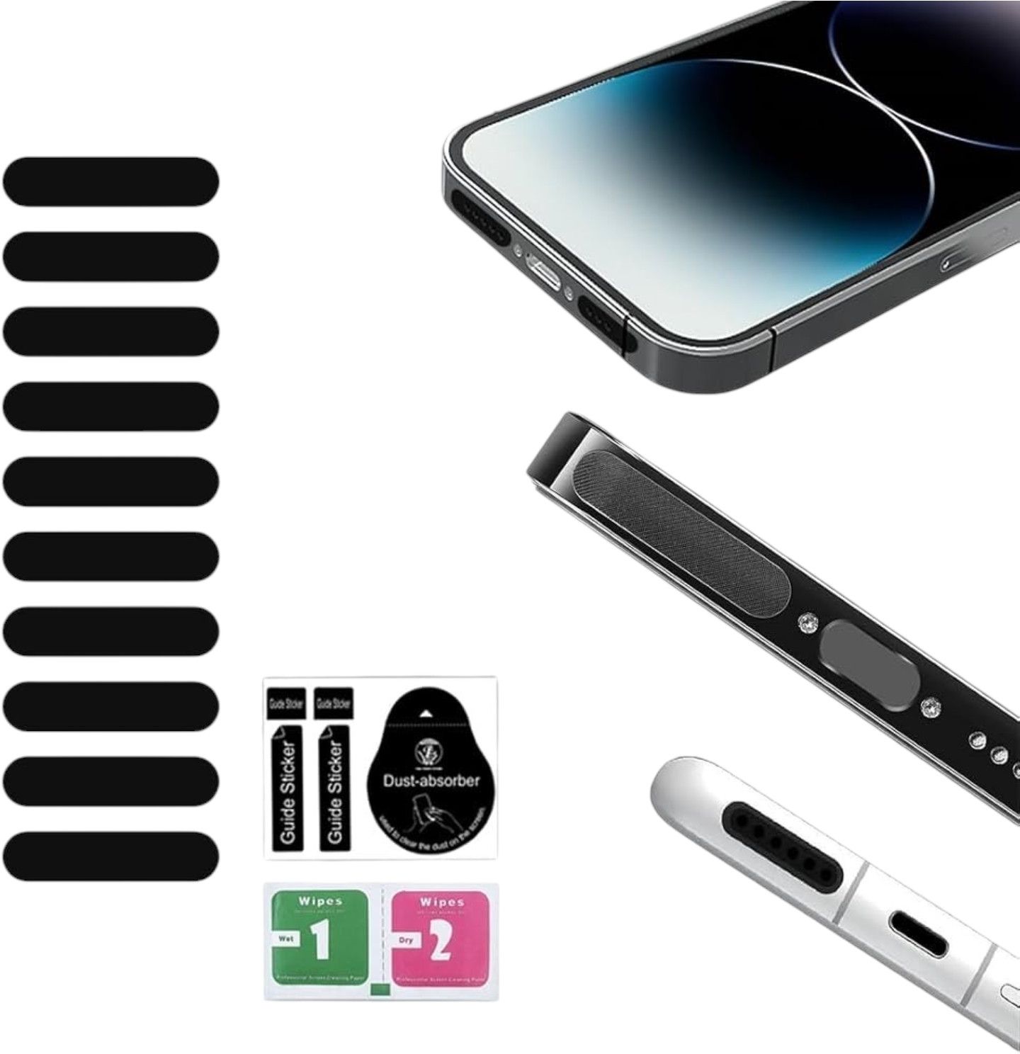 GOVAYU 5 short & 5 long anti dust plug Audio Jack for Phone Speakers Digital Visual Interface Black Anti-dust Plug-image-15
