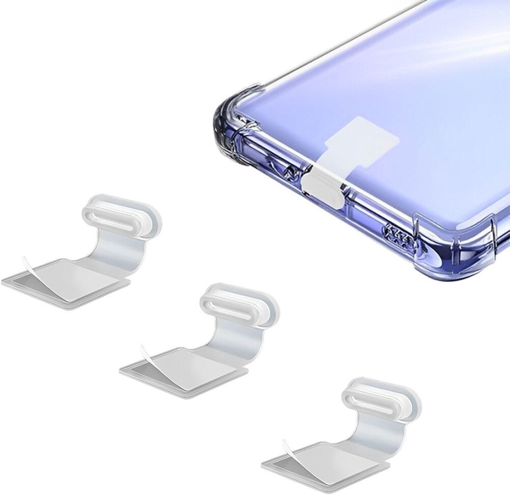 MAK Type C Charging Port Adhesive Dust Protection Caps,Anti-Lost Cover (Transparent) Power Port White Anti-dust Plug