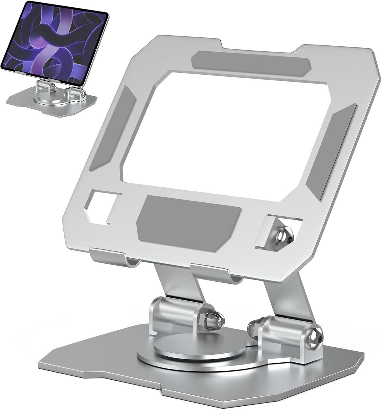 XGMO Aluminium Tablet Stand Holder with 360° Rotating Base Ergonomic Cooling Pad with Adjustable Height-image-11