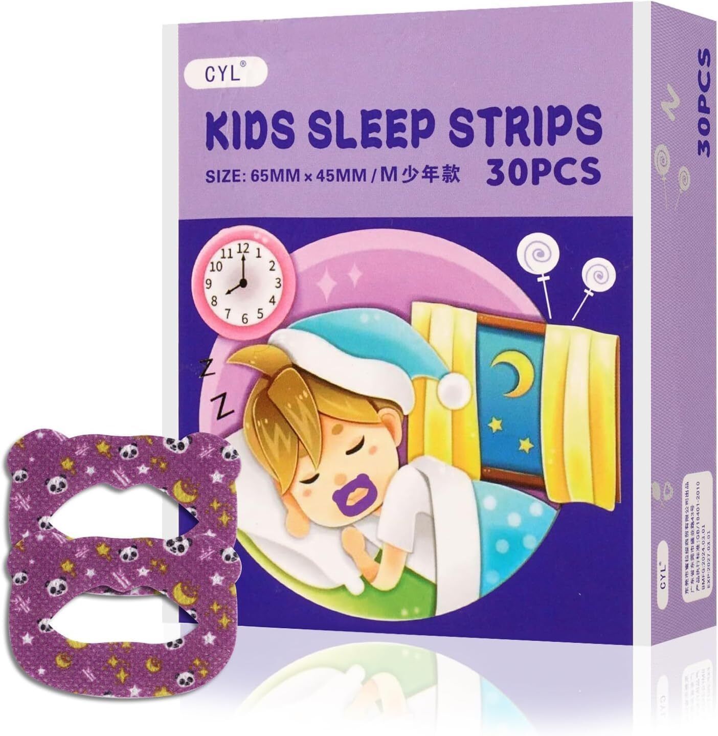 tape Snore Kids Sleep Strips, 30pcs Mouth Shape