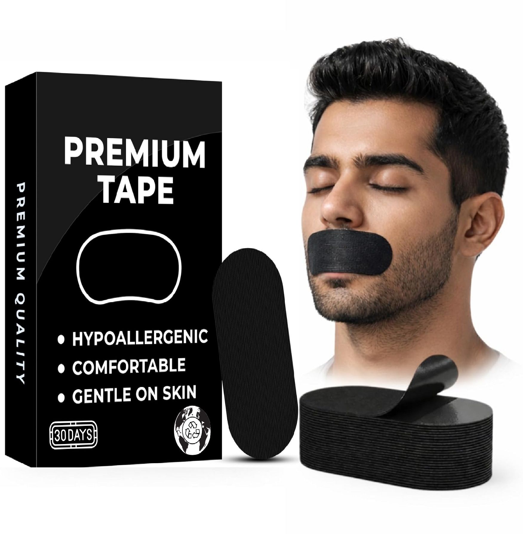 Hypoallergenic Adhesive mouth tape for sleeping Breath Fix Mouth Tape 30 Pcs Anti-snoring Device-image-15