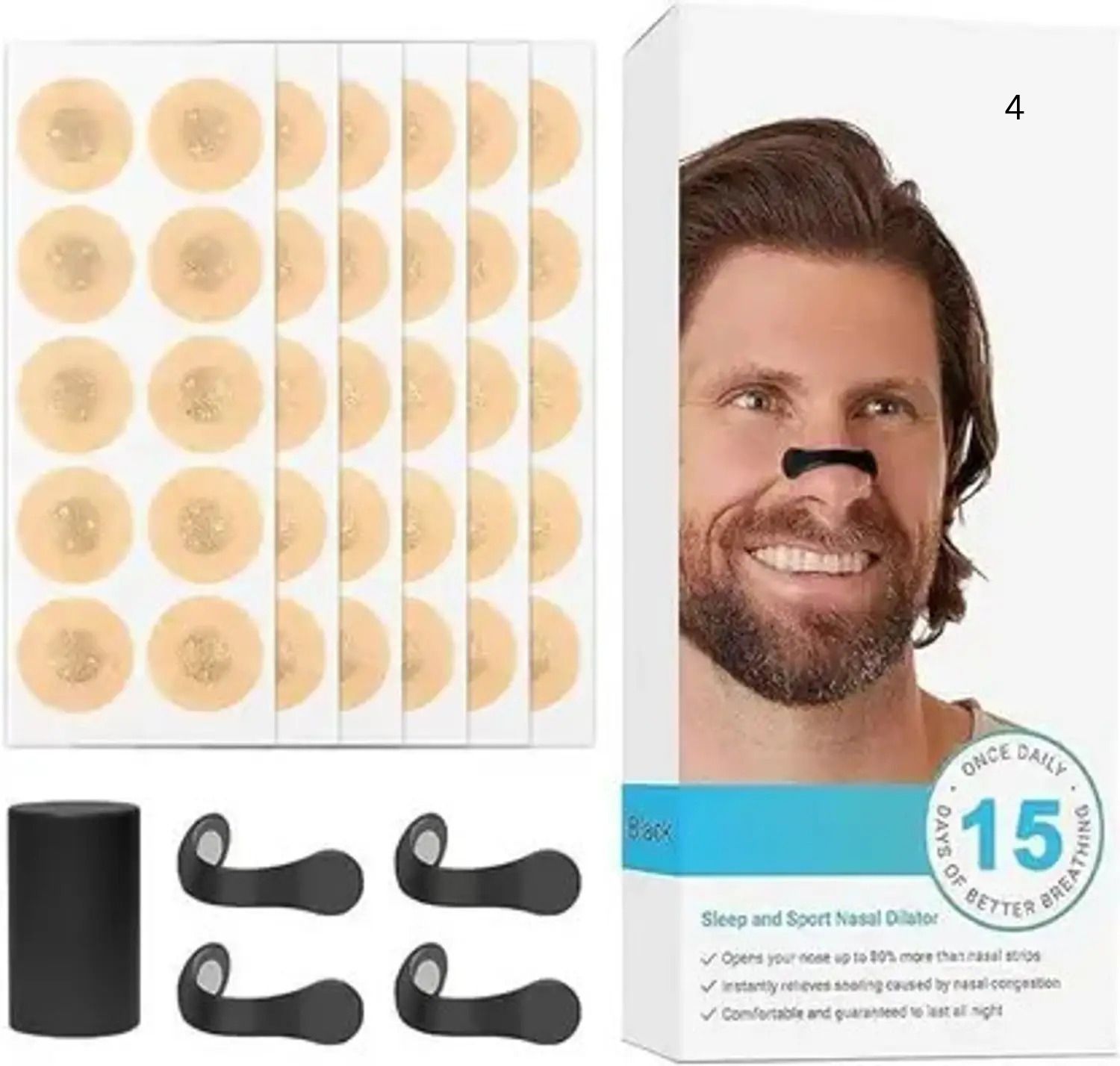 Universal Magnetic Nasal Dilator Strips 15 Pack Anti-snoring Device