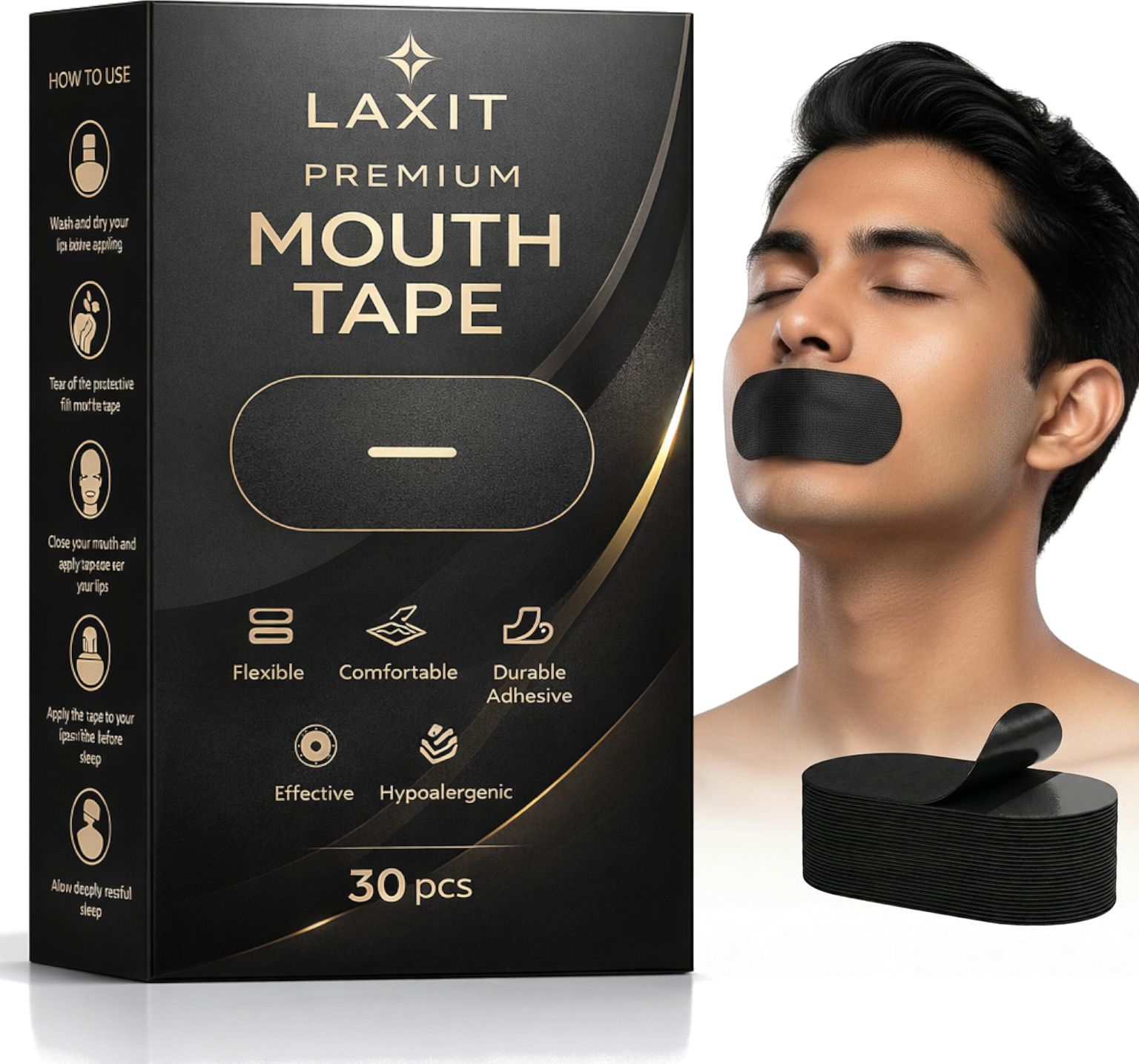 laxit Mouth Tape for Sleeping Anti Snoring Nose Breathing Sleep Snore Strips 30 Pcs Anti-snoring Device-picture-24