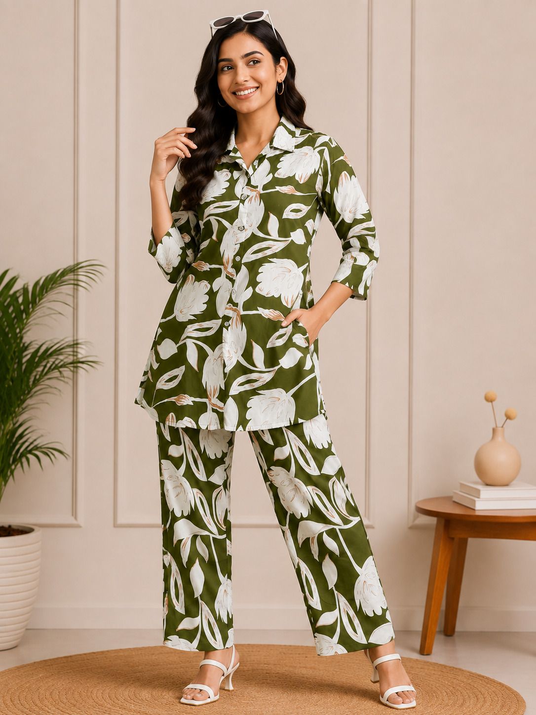 ruby creation Shirt Palazzos Co-ords Set-picture-36