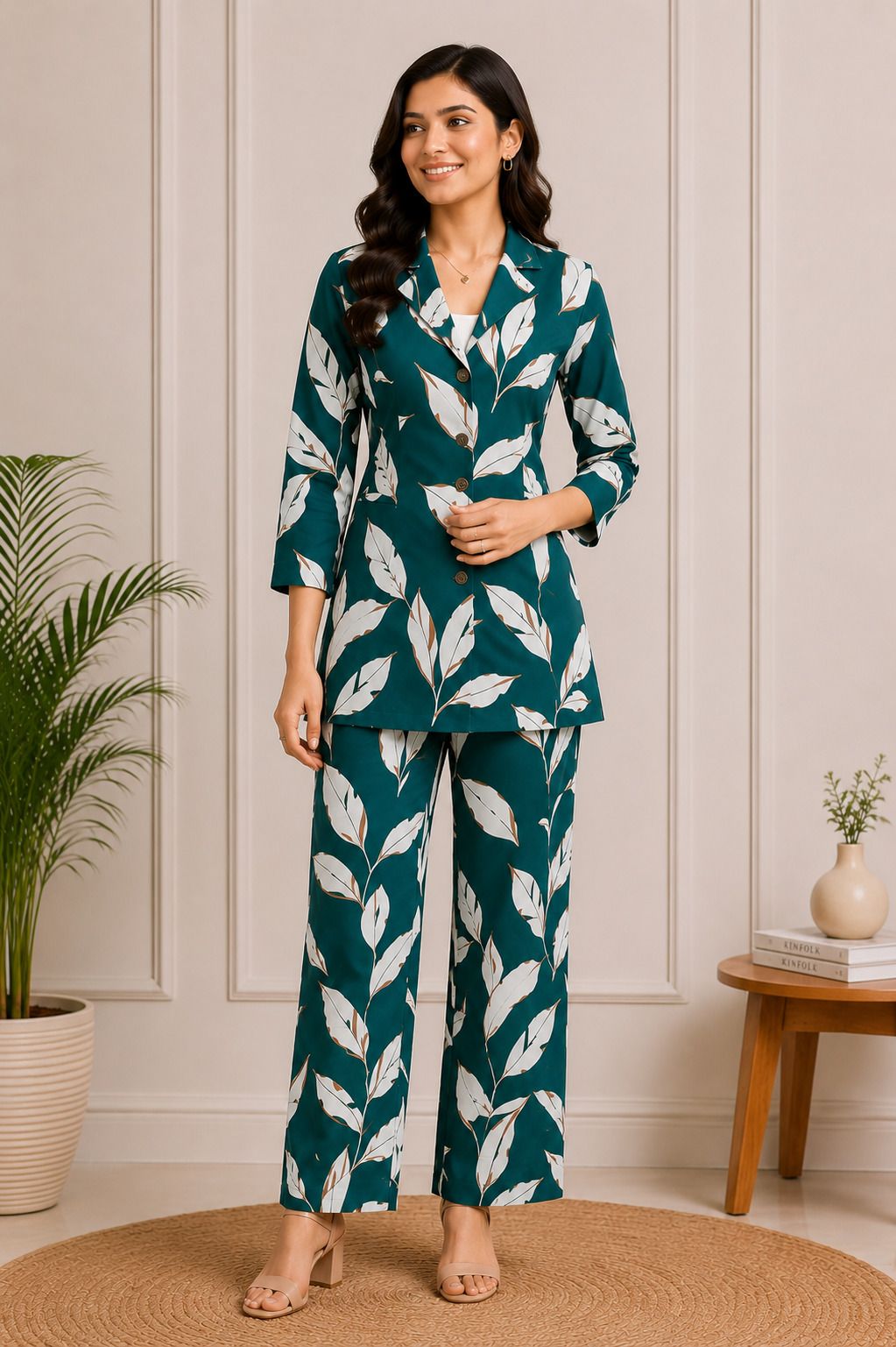 ruby creation Shirt Palazzos Co-ords Set-picture-12