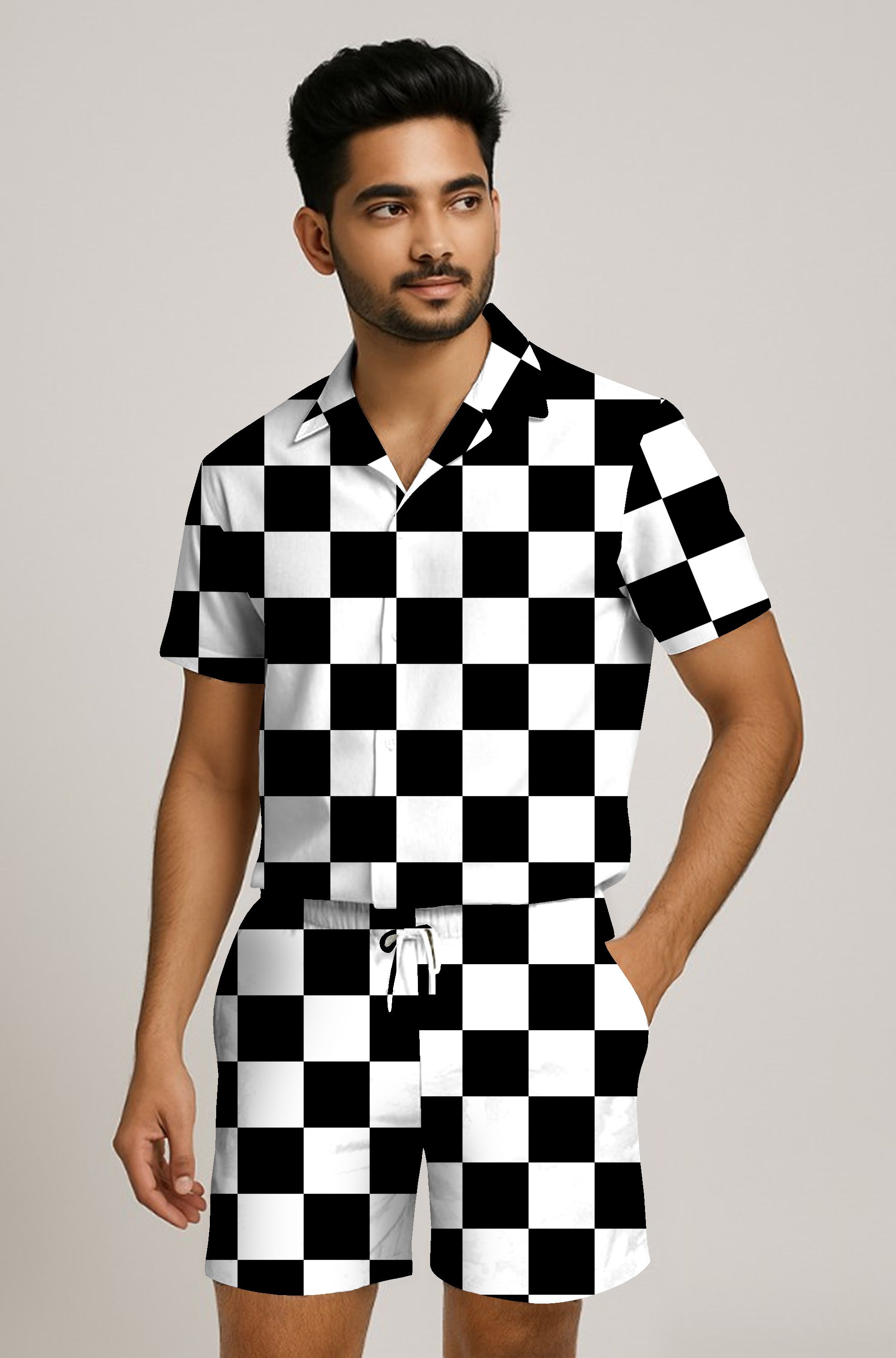 lyzoo fashion Men Night Suit Set Black Printed-picture-43