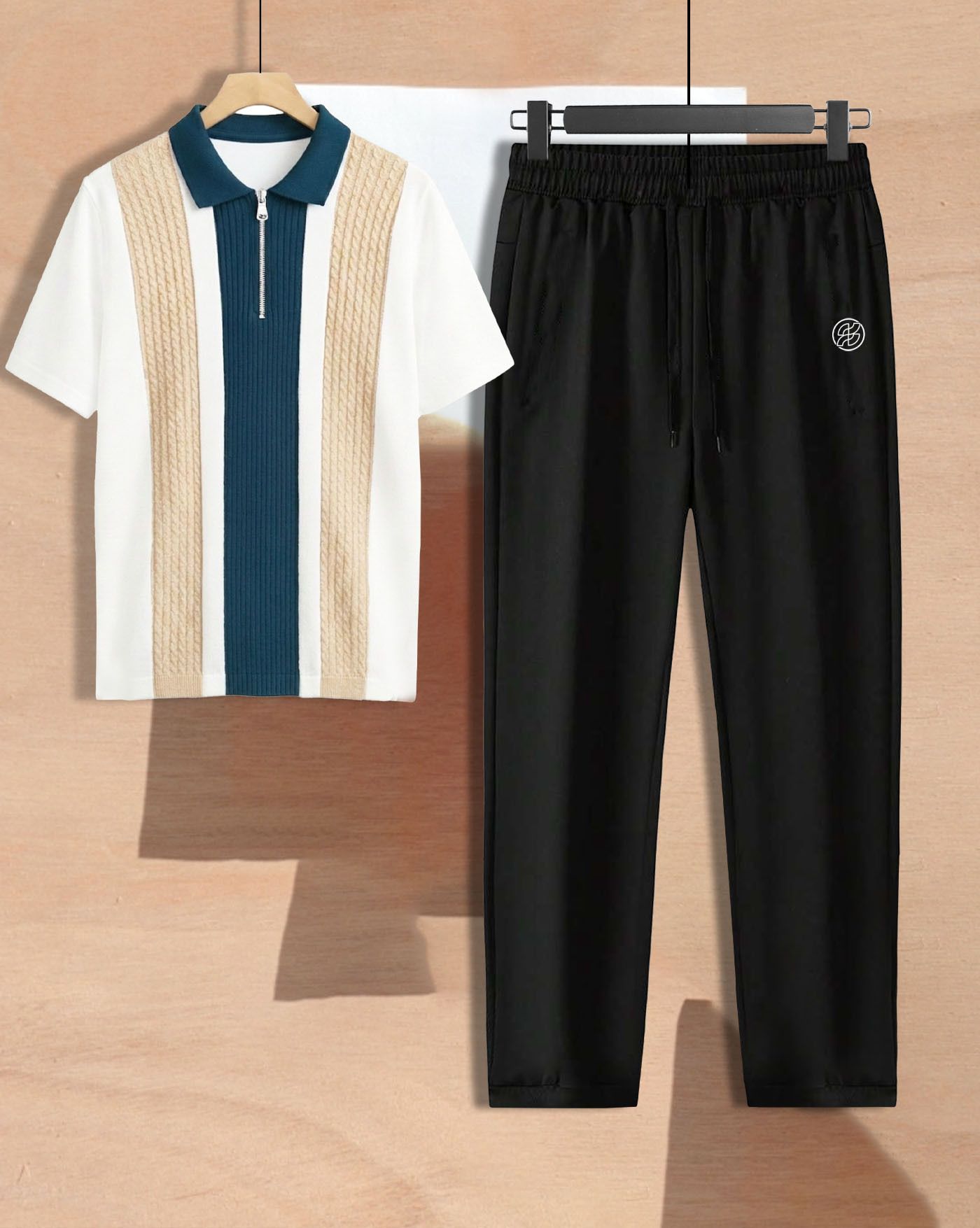 ausk Men Night Suit Set White, Black Solid-picture-23