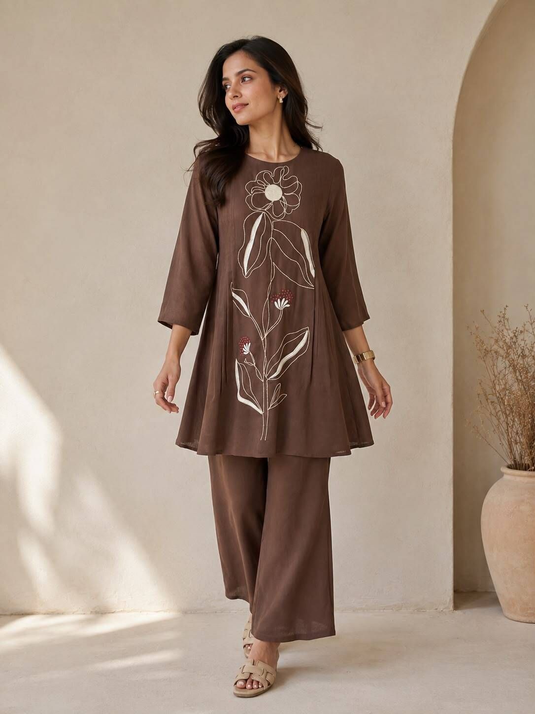 custard Tunic Palazzos Co-ords Set-picture-2