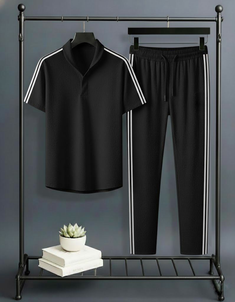 lookberry Men Night Suit Set Black Striped-picture-28