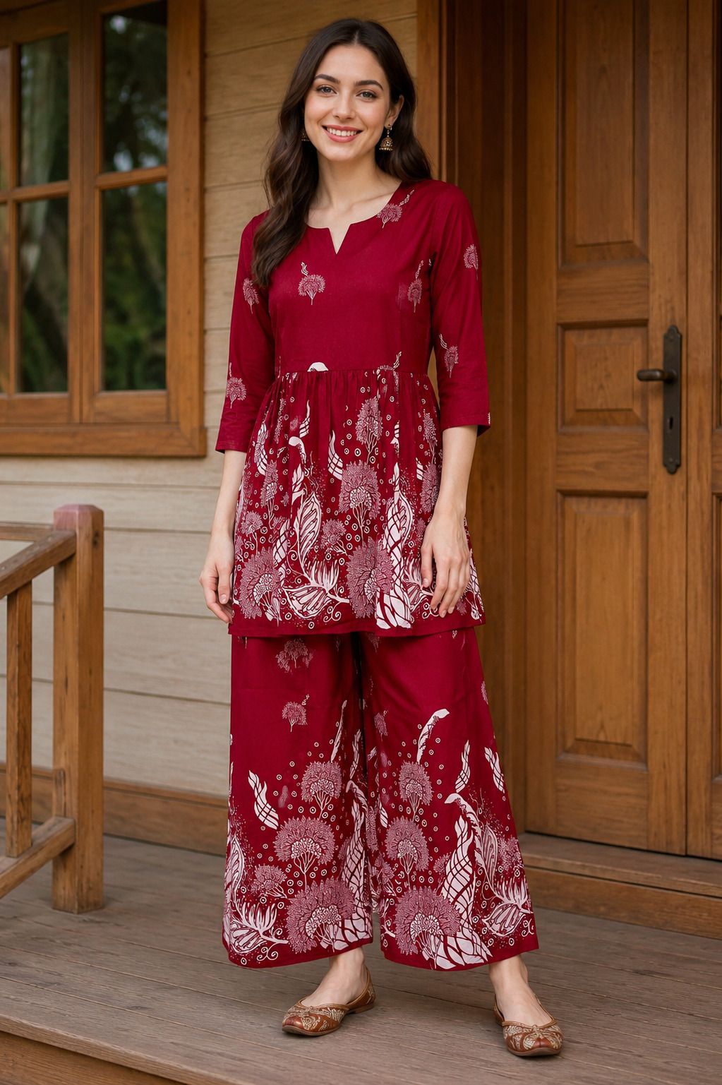 evanora Women Cotton Rayon Ethnic Top Palazzo Set-picture-7