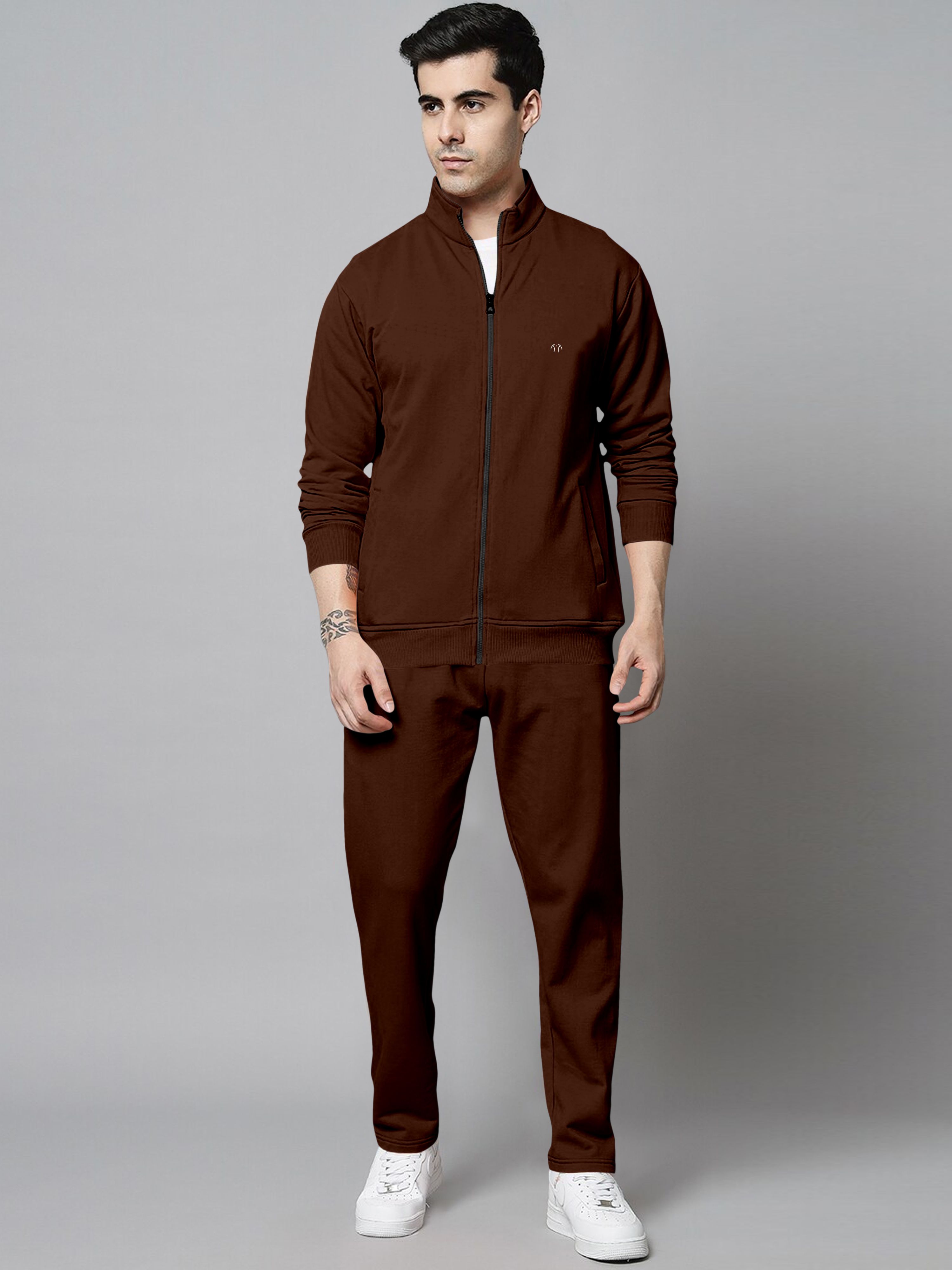 triptee Men Night Suit Set Brown Solid-picture-16