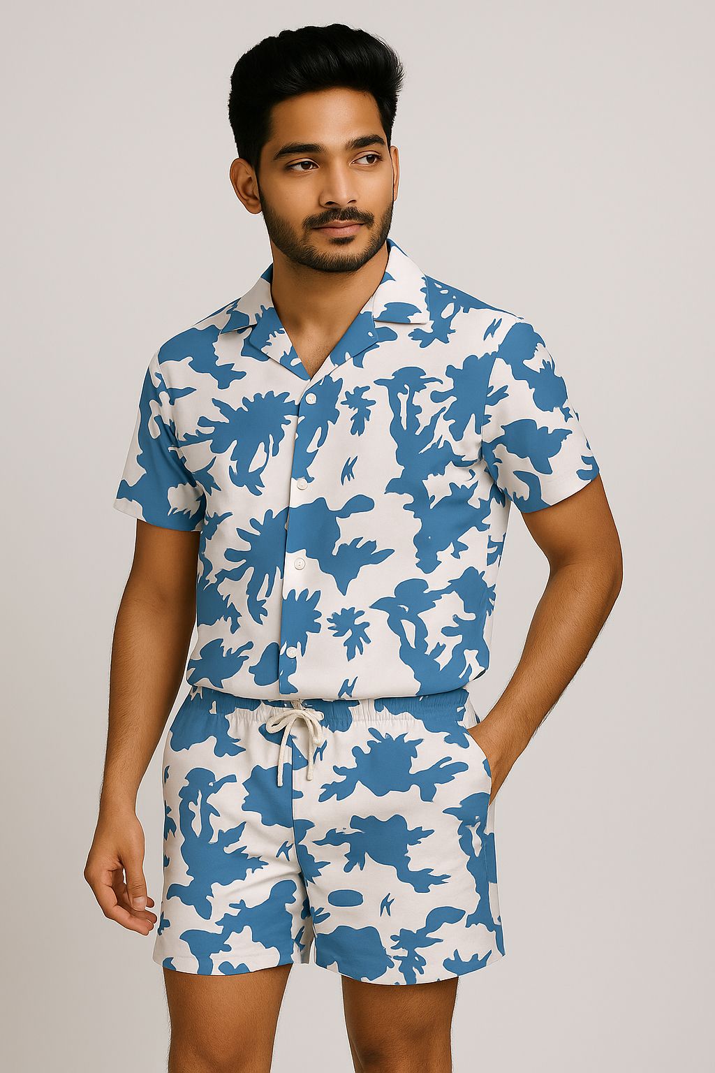 tanisha fashion Men Night Suit Set Beige Printed-picture-15