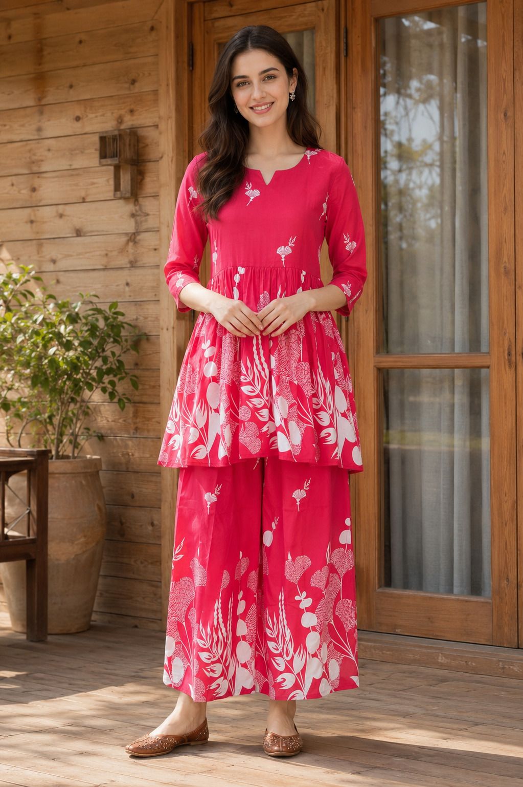 evanora Women Cotton Rayon Ethnic Top Palazzo Set-picture-11