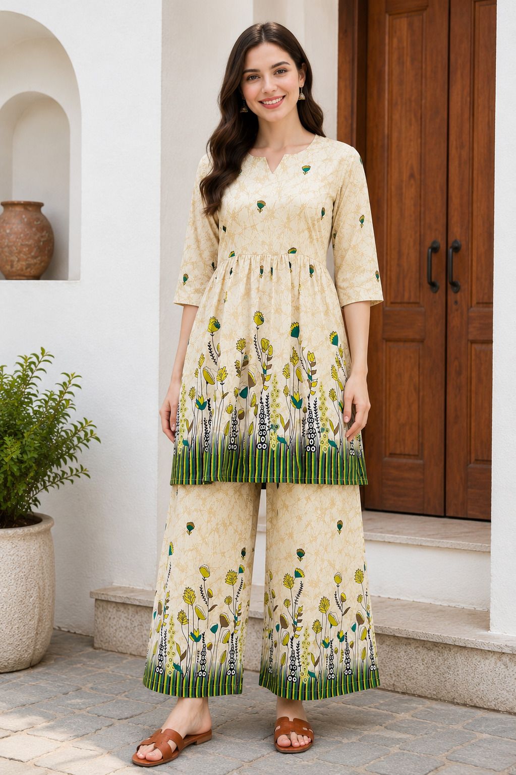 evanora Women Cotton Rayon Ethnic Top Palazzo Set-picture-9
