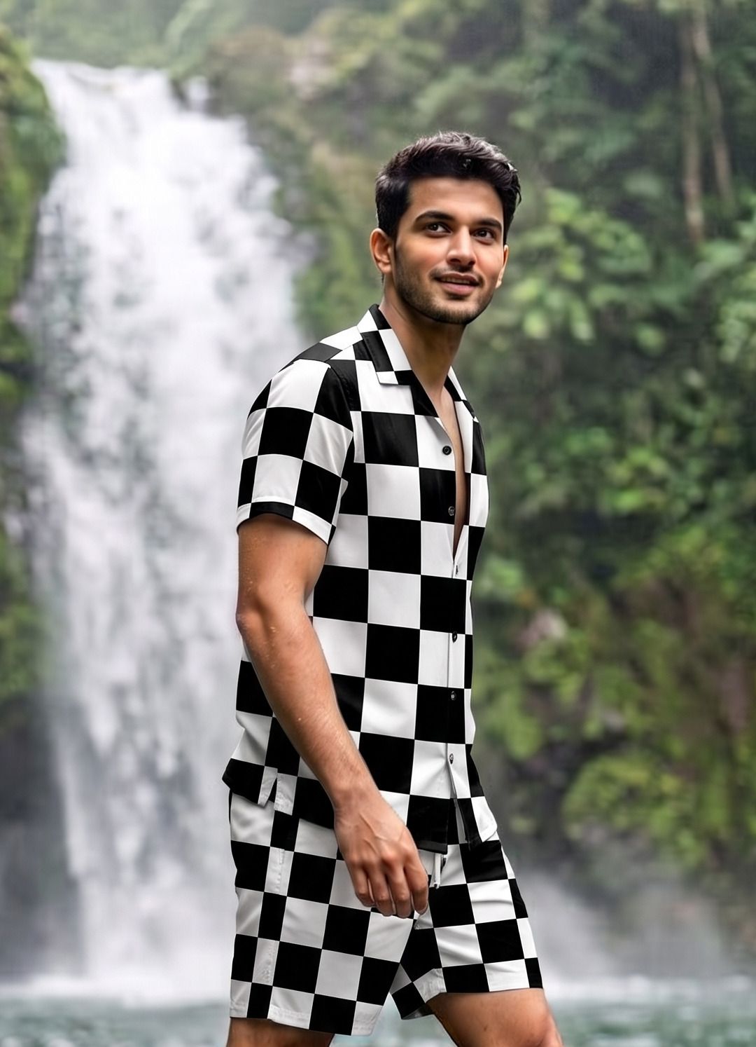 Men Night Suit Set Black Checkered-image-46