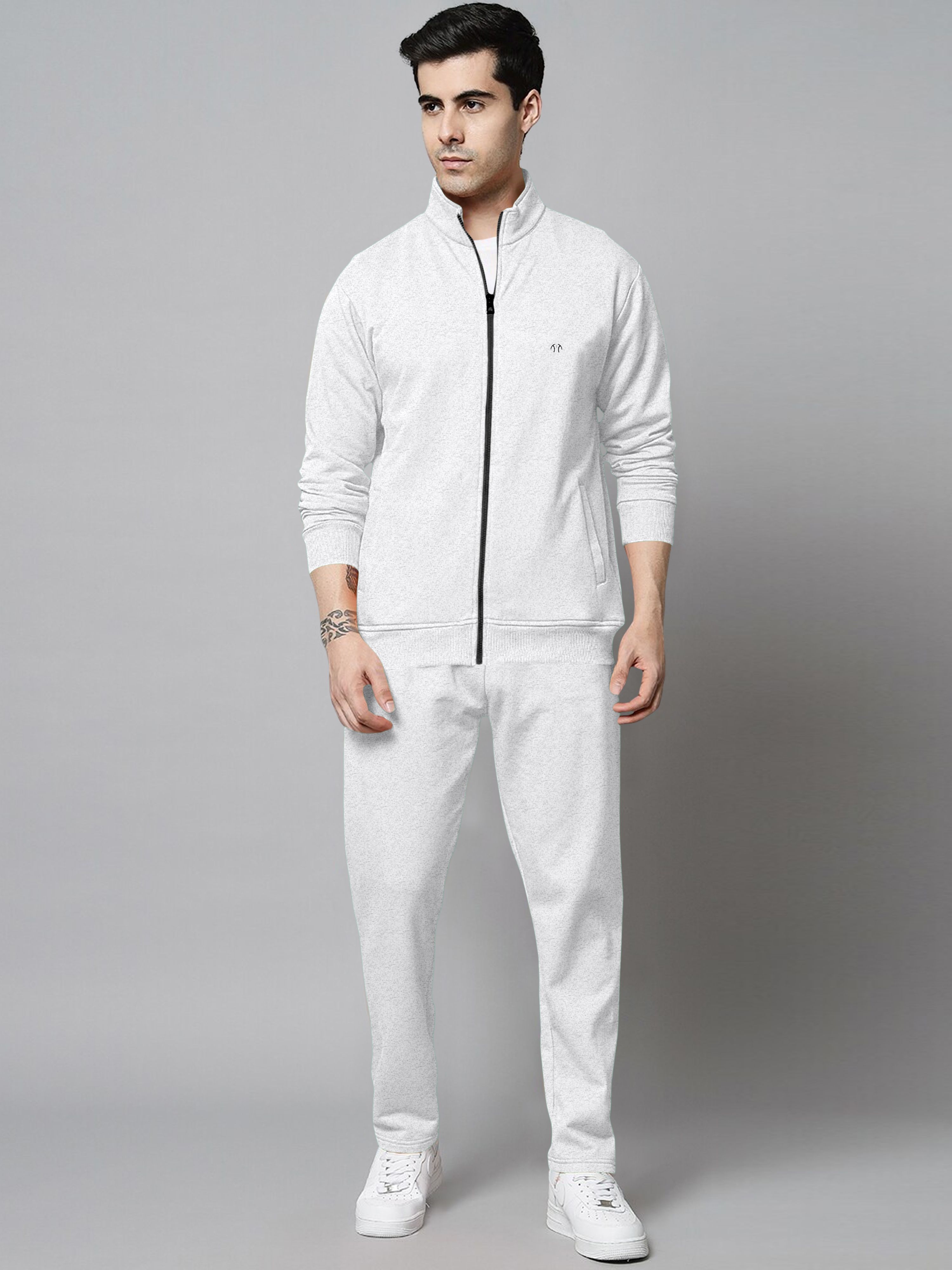 Men Night Suit Set White Solid