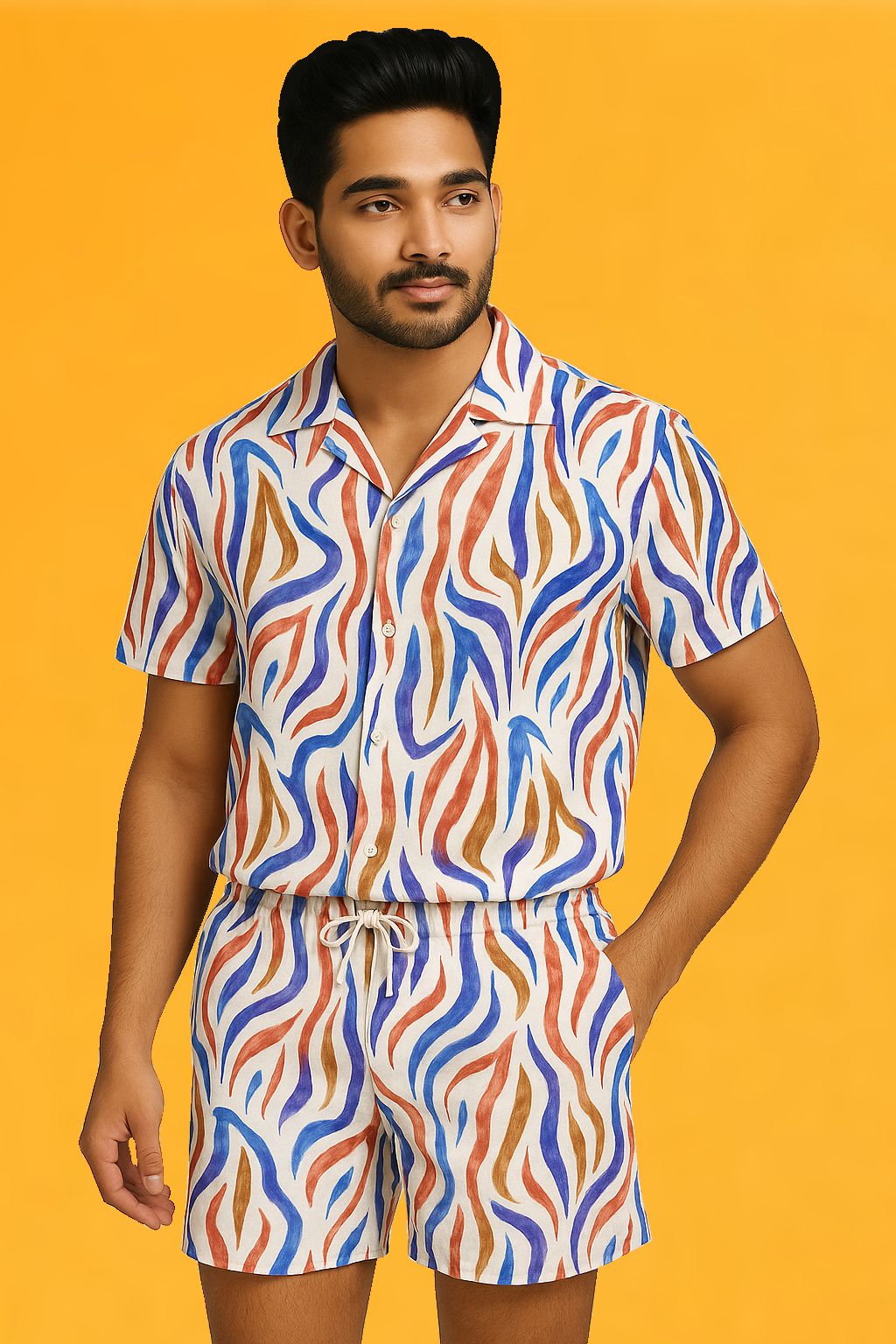 tanisha fashion Men Night Suit Set Orange Printed-picture-10