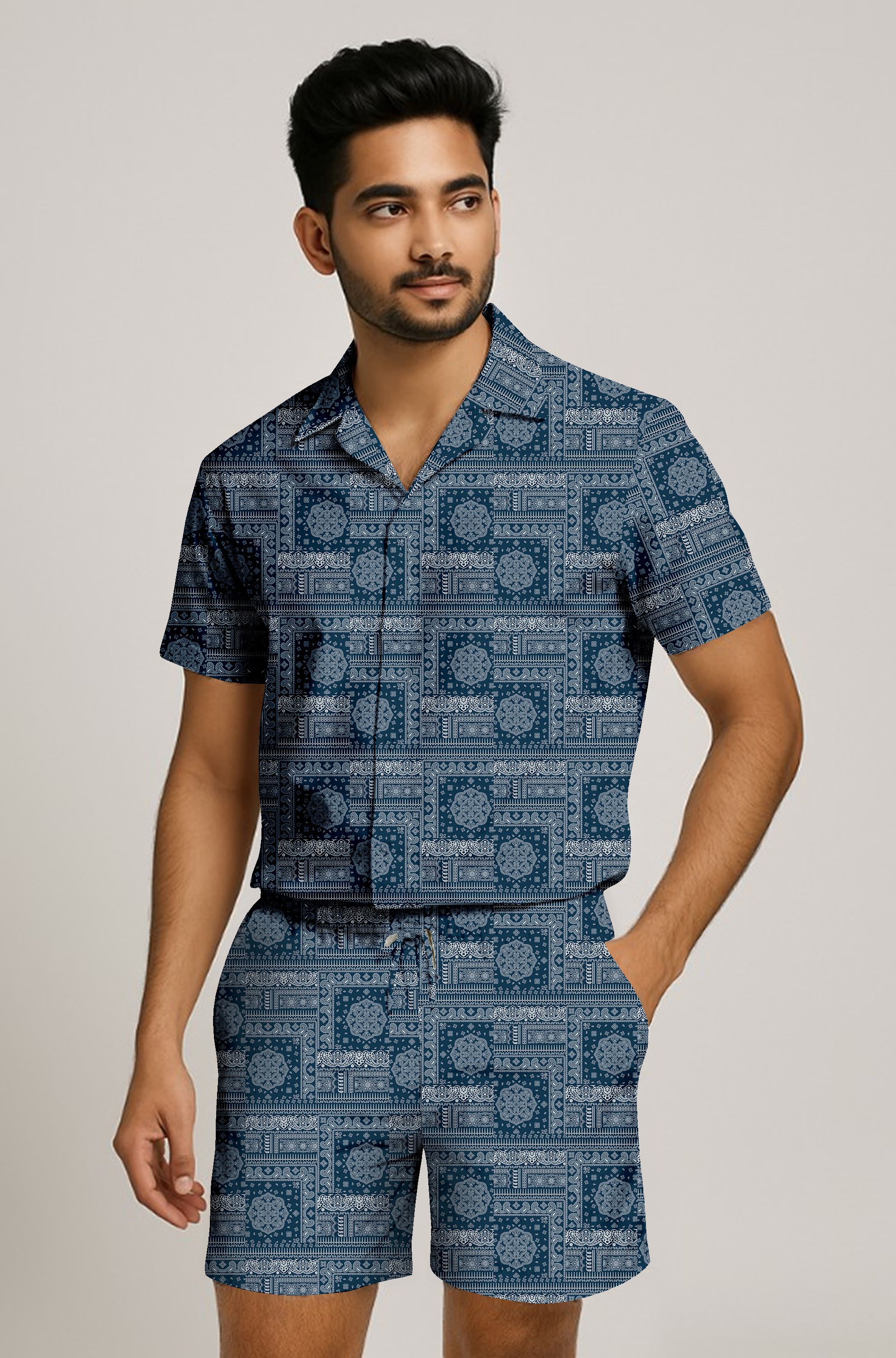 tanisha fashion Men Night Suit Set Blue Printed-picture-16