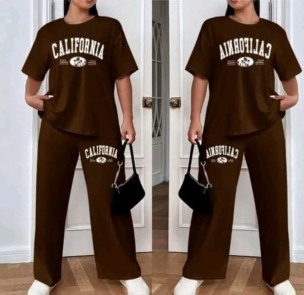 Women Night Suit Set Brown Solid-image-26