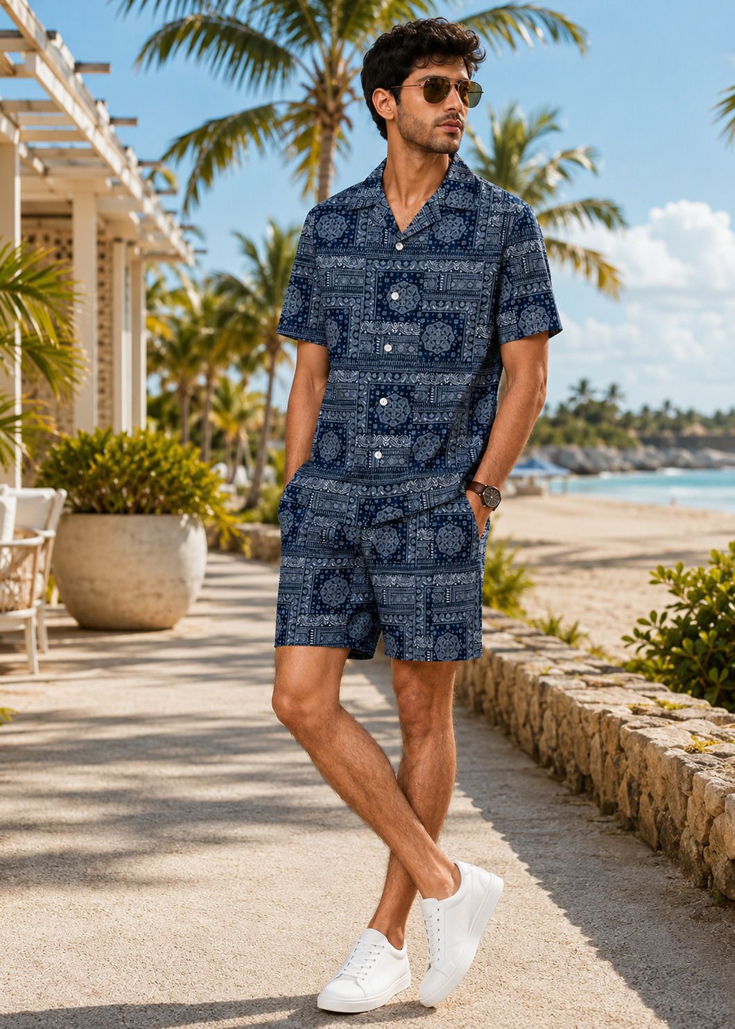 hasini fashion Men Night Suit Set Blue Printed-picture-20