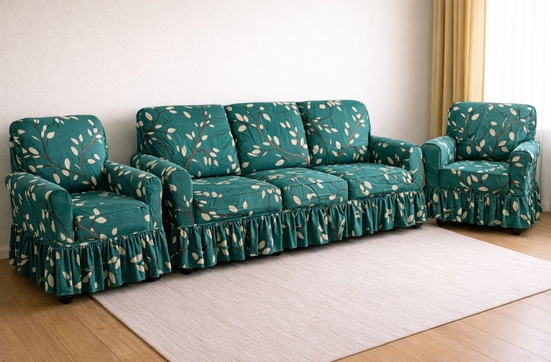 Polyester 3+1+1 Seater Sofa Printed Cover-image-24