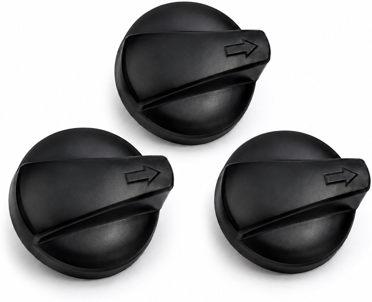 Gas Stove Replacement Knobs Push Fit D-Type Socket Black Pack of 3 Appliance Knob-image-45