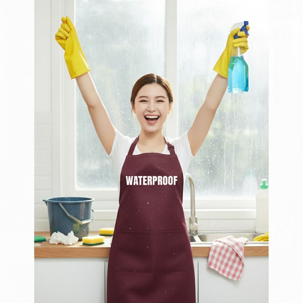 tennycer PVC Home Use Apron - Free Size-picture-17