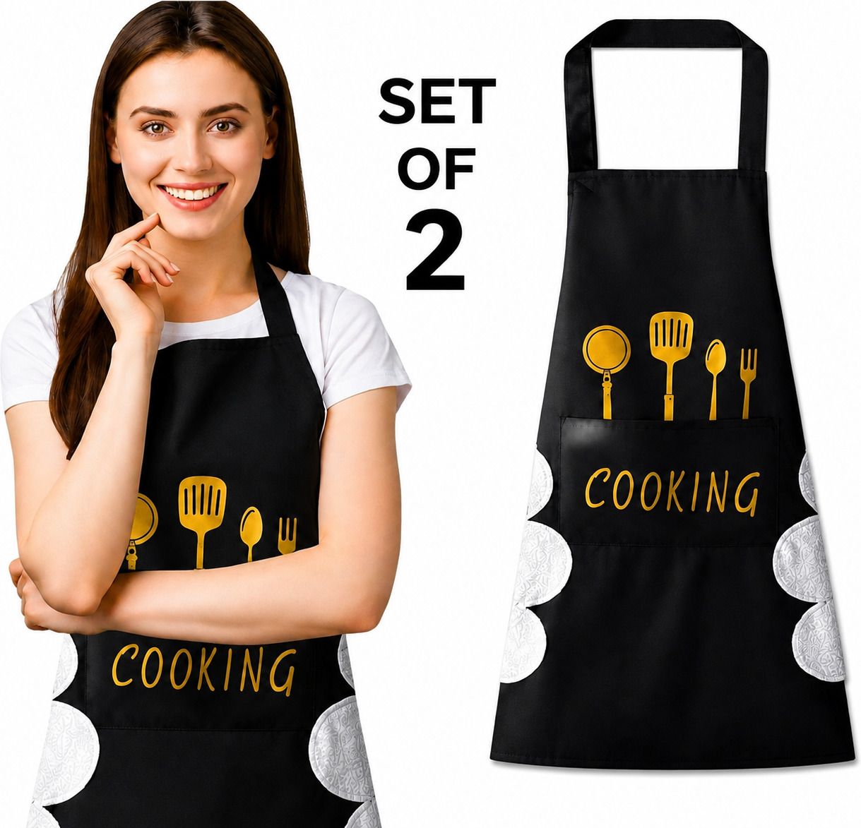 esawood Polyester, Velvet Home Use Apron - Free Size-picture-19