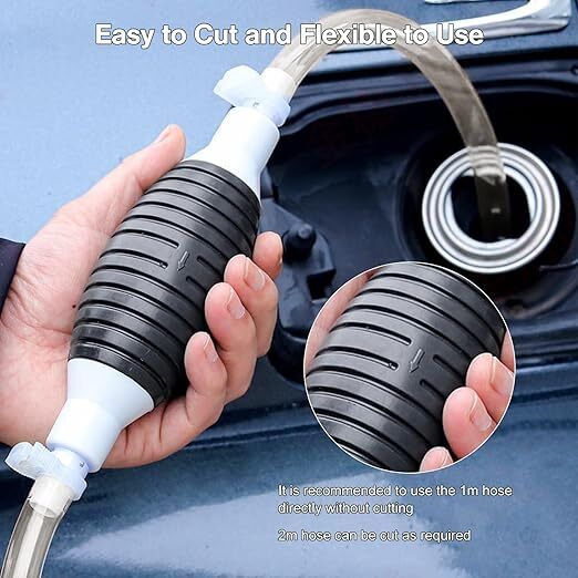 Portable Manual Car Fuel Transfer Pump with 2M Hose for Petrol Diesel Magnetic Aquarium Cleaner