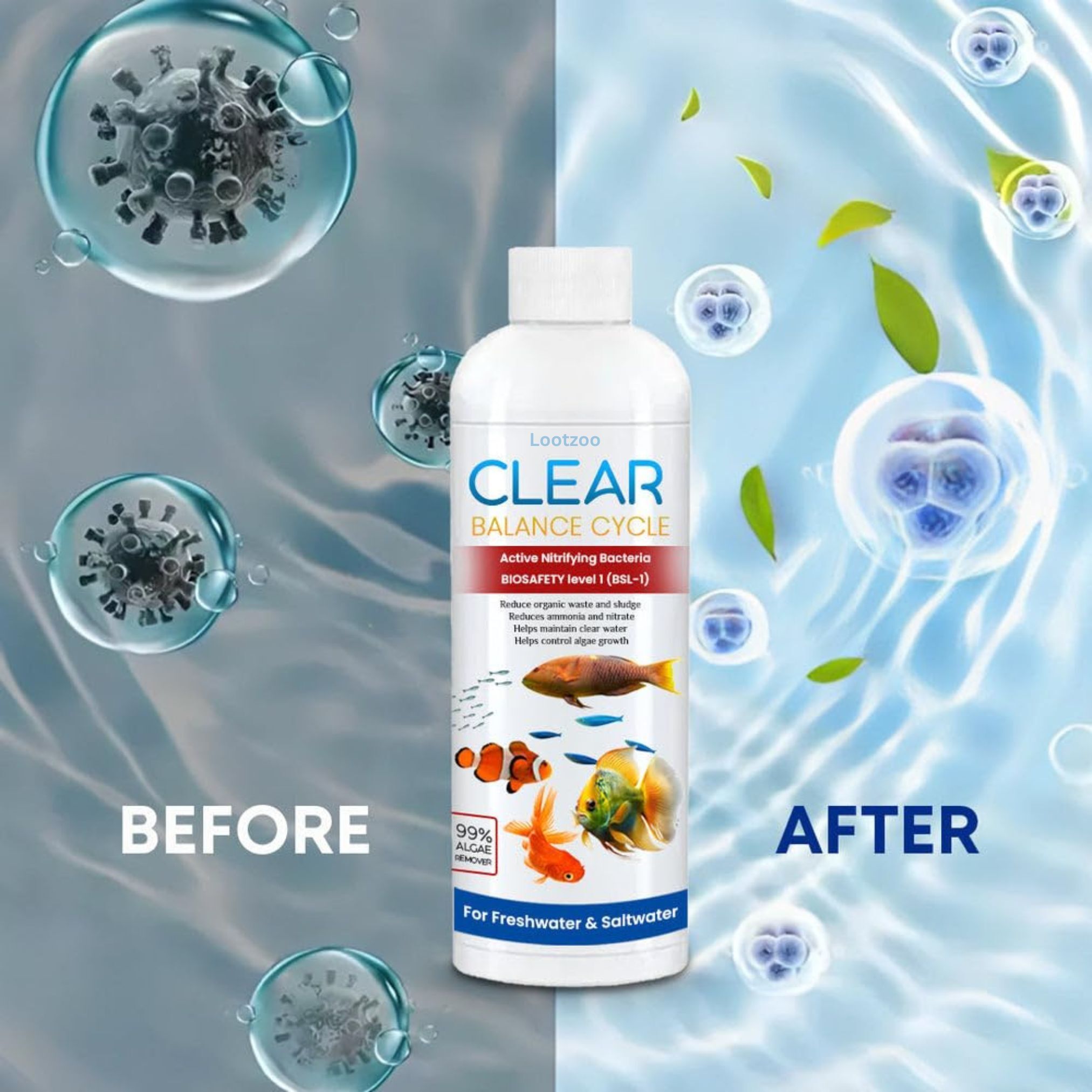 lootzoo Aquarium Water Cleaner Liquid | Fish Tank Water Purifier Algae Remover Solvent Aquarium Cleaner-picture-47
