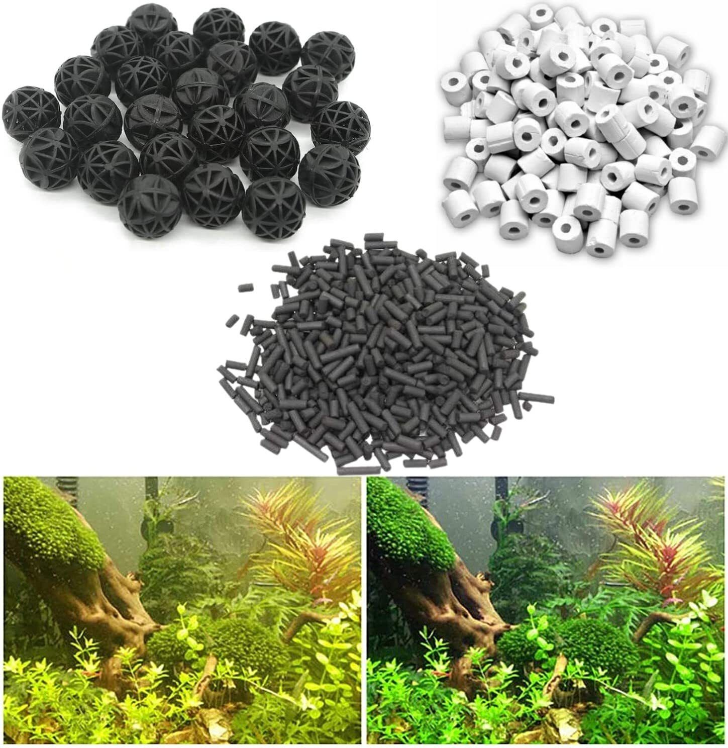 nasmodo 500 grams of ceramic rings + 500 grams of activated Carbon + 25 pcs of Bio balls Aquarium Filter Kits for fish tank Canister Aquarium Filter-picture-24