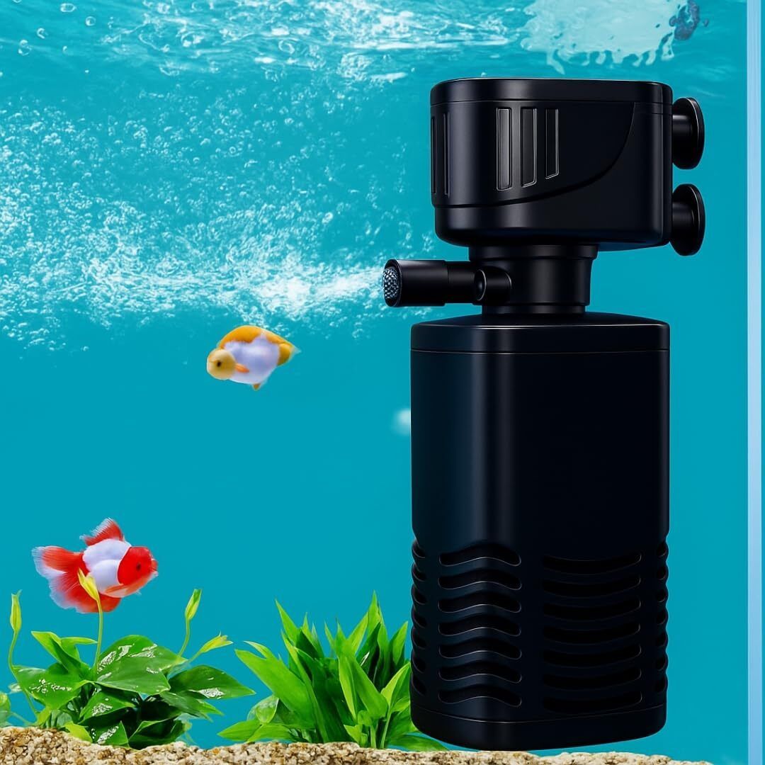 Aquarium Filter 4-in-1 6005F -15W 880L/H for Tanks up to 2 Ft, Submersible Power Aquarium Filter-image-2