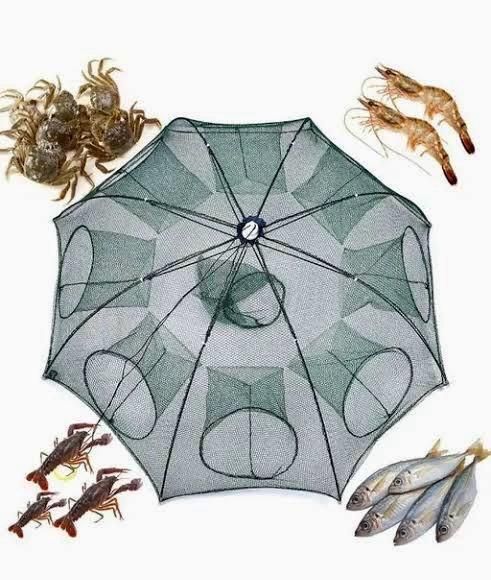 8 Hole Portable Fishing Net Automatic Foldable Trap Crab Fish Catcher (35×95 cm) Aquarium Fish Net-image-34
