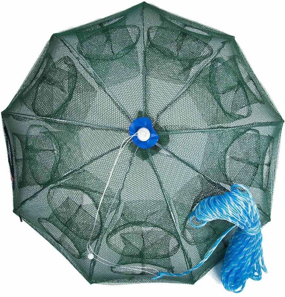 elephantboat 16 Holes Folded Fishing Net with Buoy Ring 6m Rope, Fishing Trap for Catching Aquarium Fish Net-picture-40