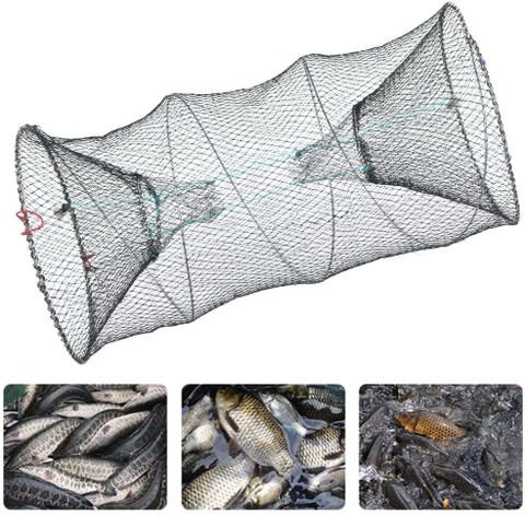 dfn COLLAPSIBLE CYLINDER FISH, CRAB, SHRIMP CATCHING NET TRAP CAGE | SIZE: 40X80CM Aquarium Fish Net-picture-39