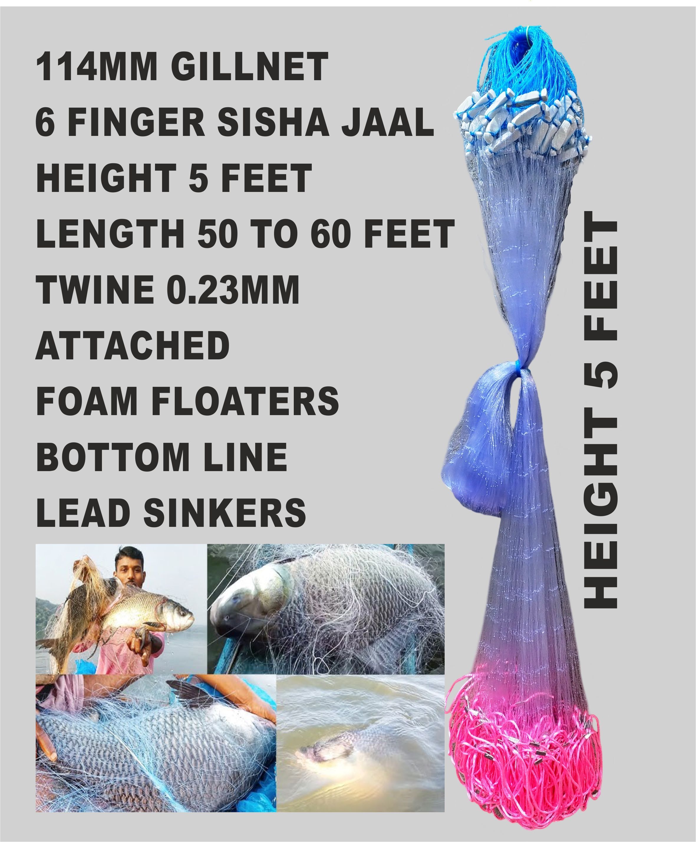 6 finger fishing net lead sinker Fishing Net