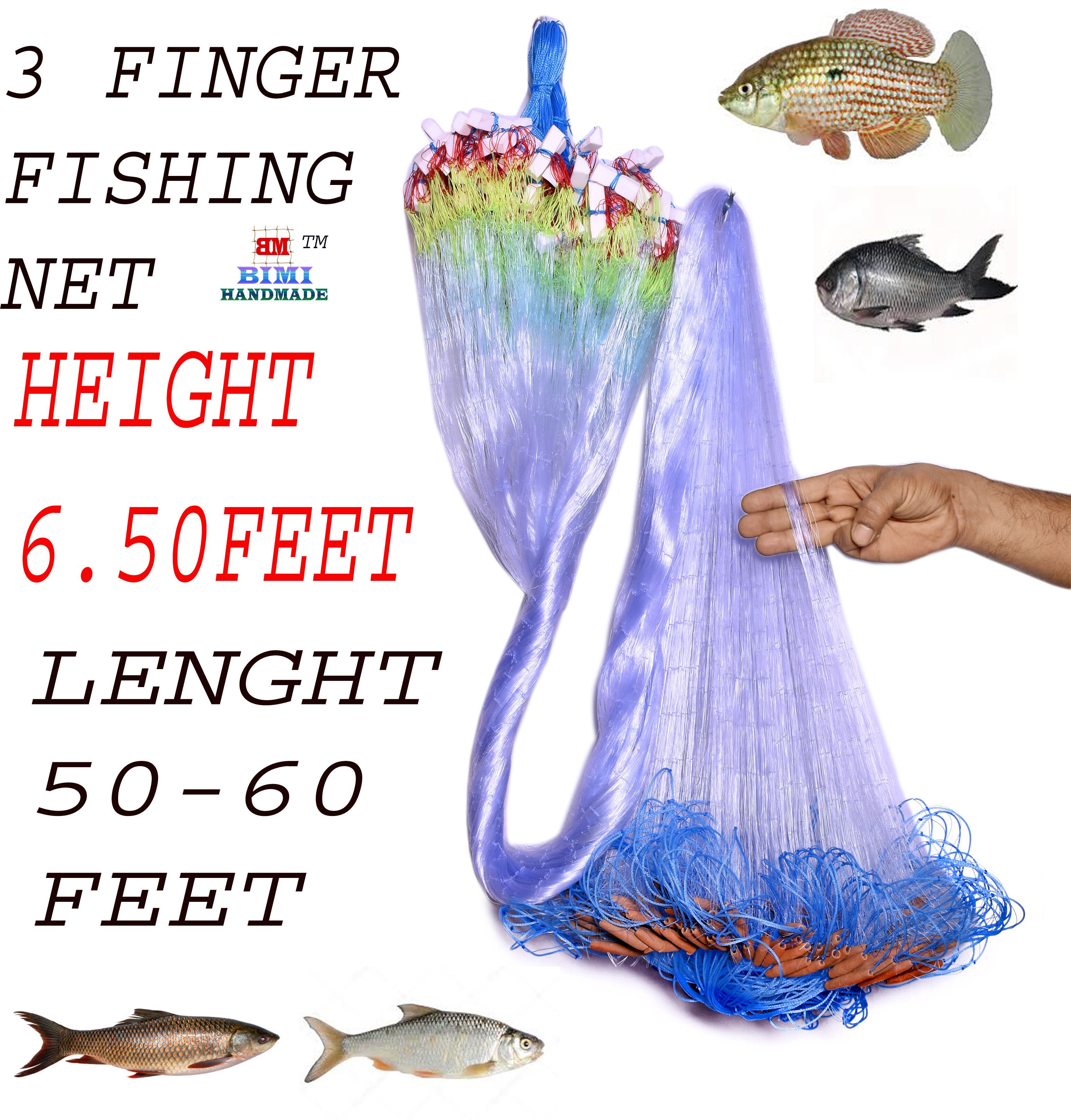 3 FINGER 65 MM KATHI JAL GILLNET Aquarium Fish Net-image-11