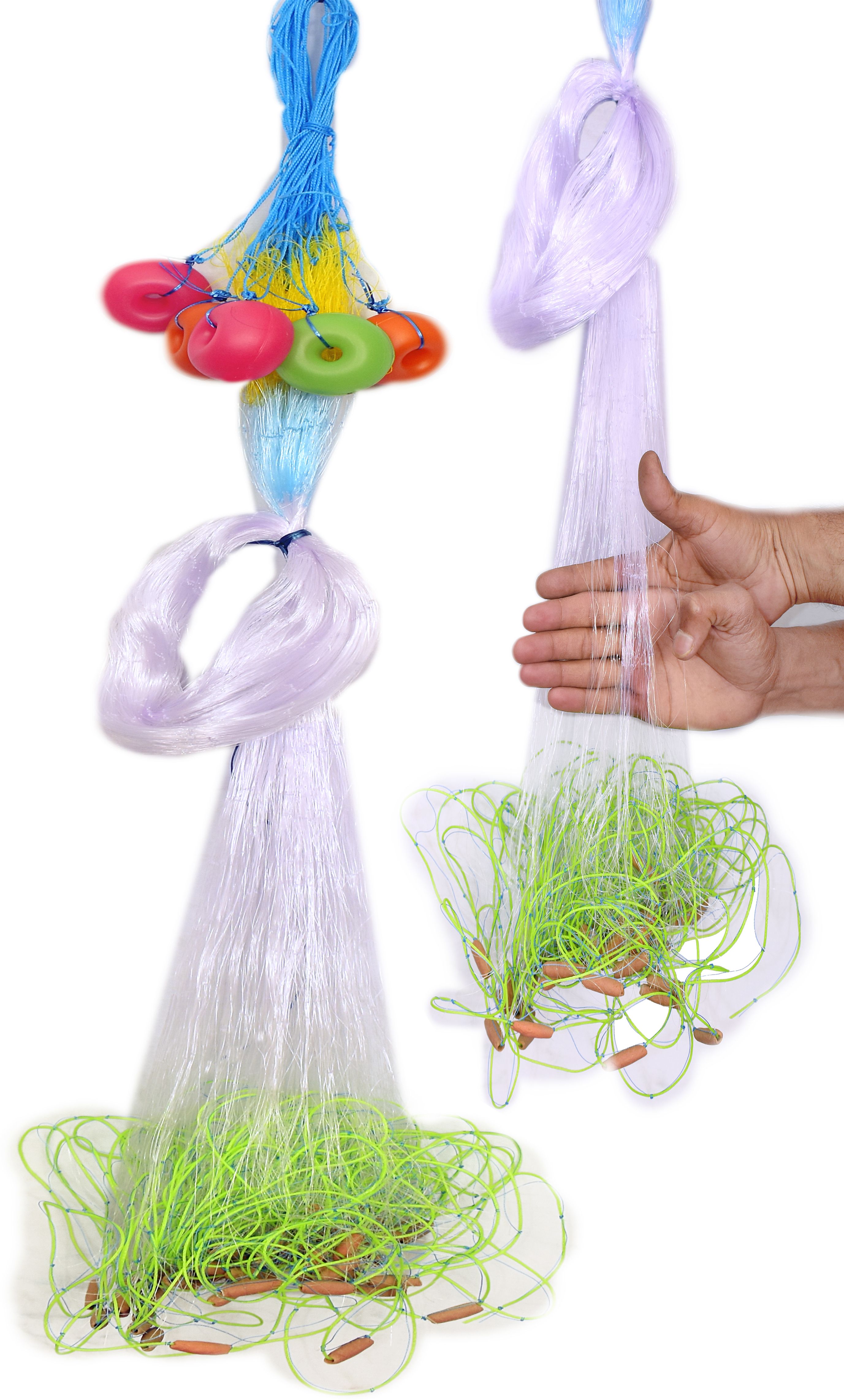5 FINGER 100MM GILLNET COOCKED MUD SINKER 50FT LONG Aquarium Fish Net-image-11
